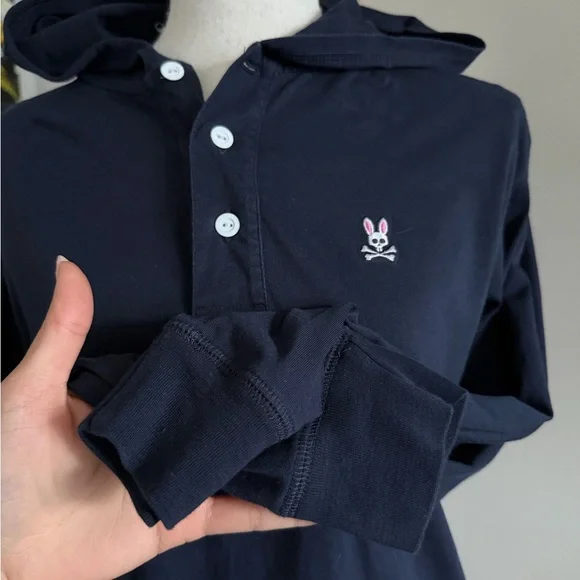 Psycho Bunny Dark Blue Hooded Shirt - Picture 6 of 8